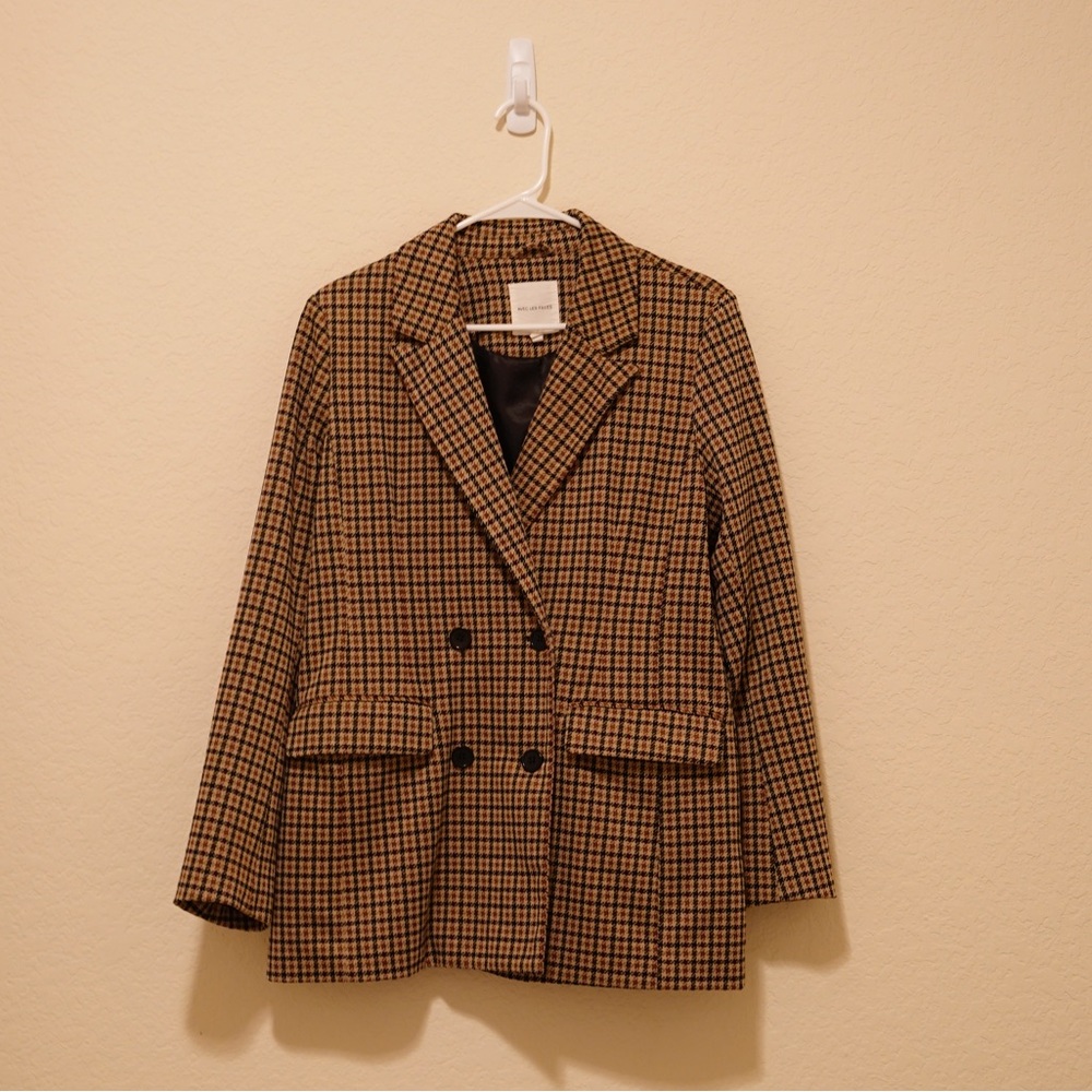 Avec Les Filles Checked Double-Breasted Women's Blazer Jacket